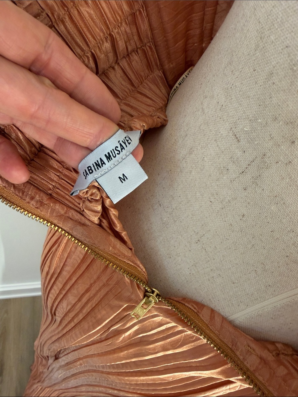 Sabina Musayev Strapless Pleated Maxi Dress in Copper - Picture 5 of 6